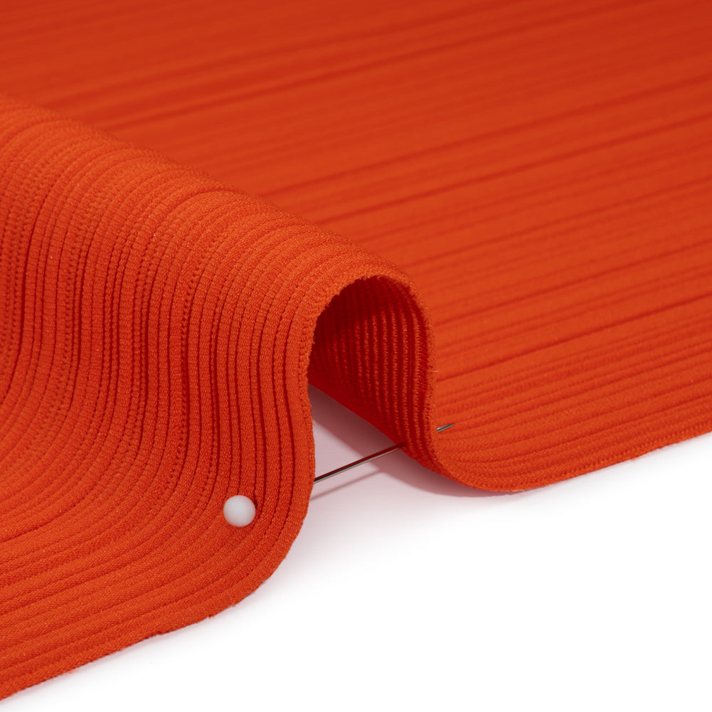 Ribbed Stretch Polyester Double Knit by Mara Hoffman - Blaze Orange - Designer Deadstock Ribbed Stretch Polyester Double Knit by Mara Hoffman - Blaze Orange - Designer Deadstock