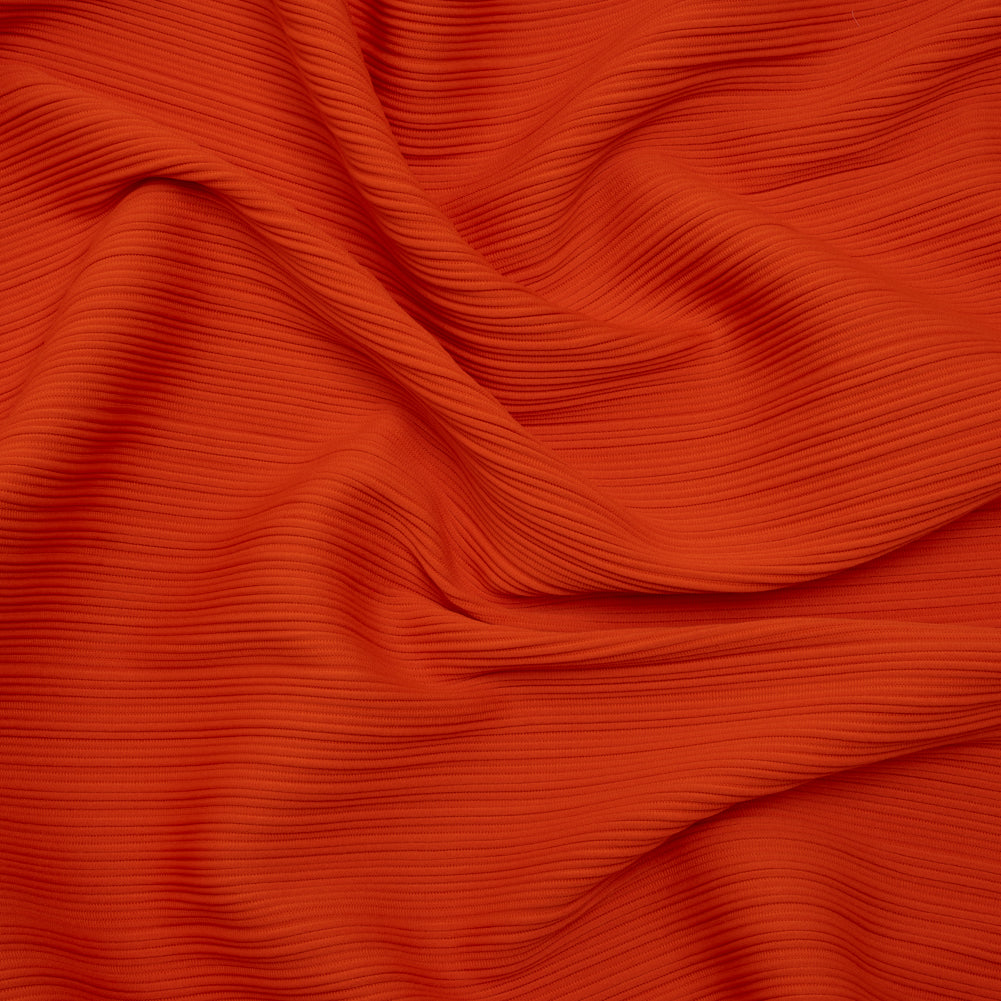Ribbed Stretch Polyester Double Knit by Mara Hoffman - Blaze Orange - Designer Deadstock Ribbed Stretch Polyester Double Knit by Mara Hoffman - Blaze Orange - Designer Deadstock