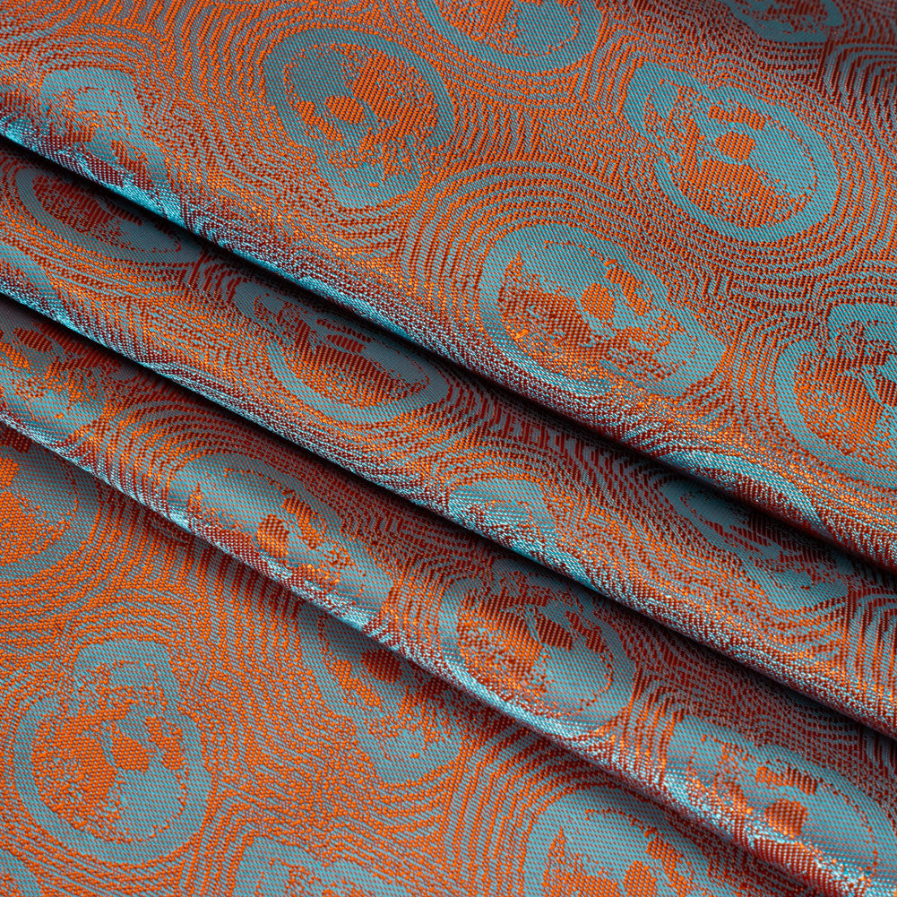 Skulls Jacquard Lining - Aqua and Orange Bi-Color - Thalia Collection Skulls Jacquard Lining - Aqua and Orange Bi-Color - Thalia Collection