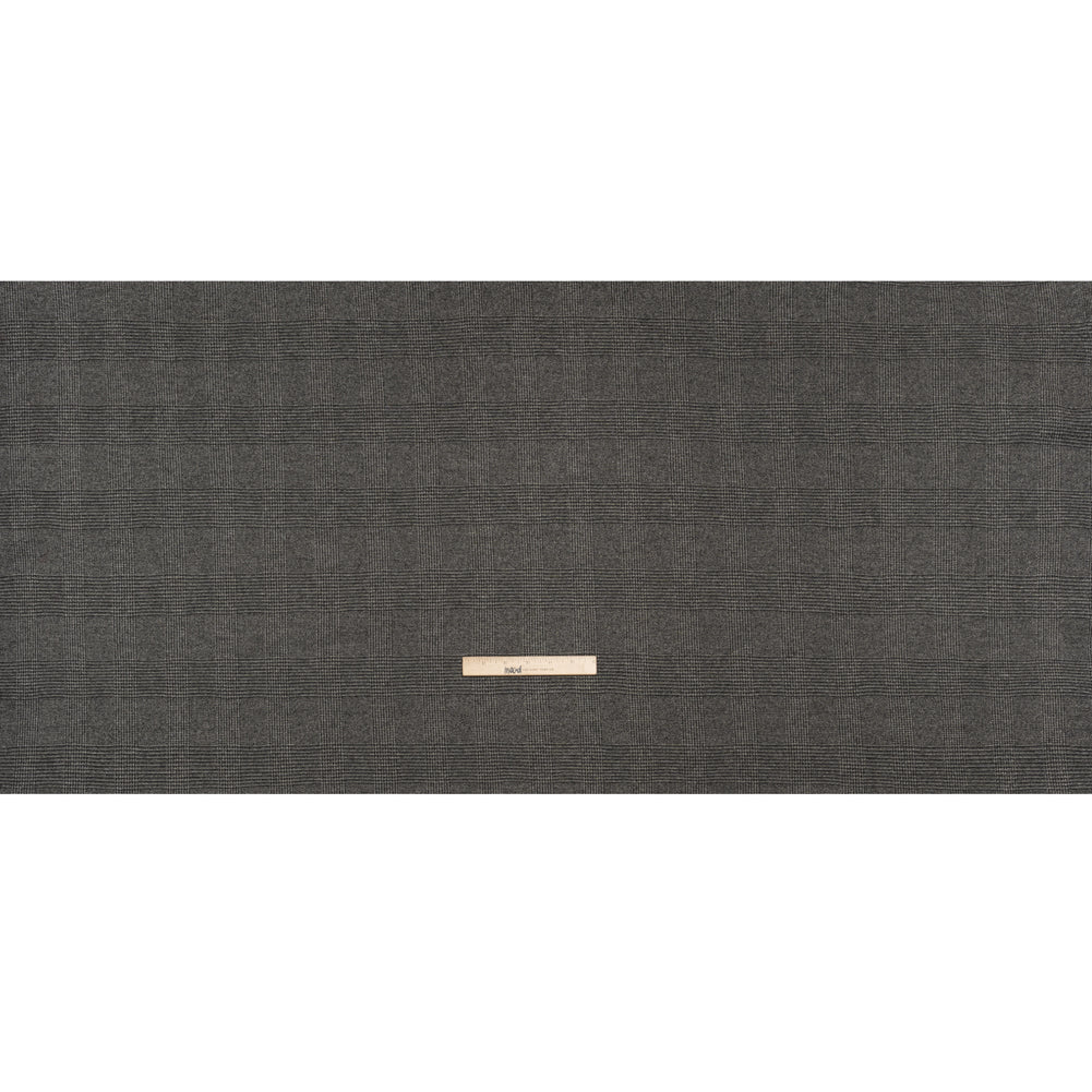 Polyester Interlock Knit - Gray and Black Glen Plaid - Deadstock - Full Polyester Interlock Knit - Gray and Black Glen Plaid - Deadstock - Full