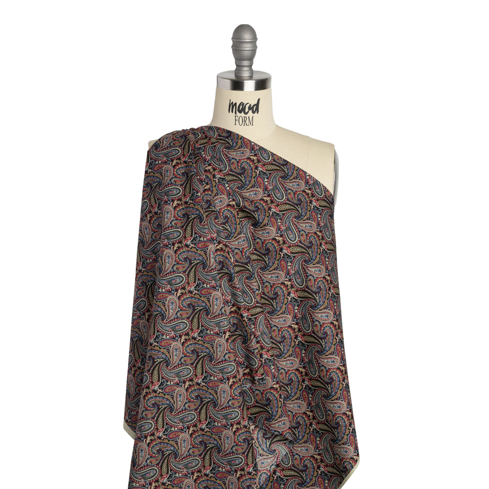 Cotton Poplin - Black, Red and Blue Paisley - Designer Deadstock Made in Japan Cotton Poplin - Black, Red and Blue Paisley - Designer Deadstock Made in Japan