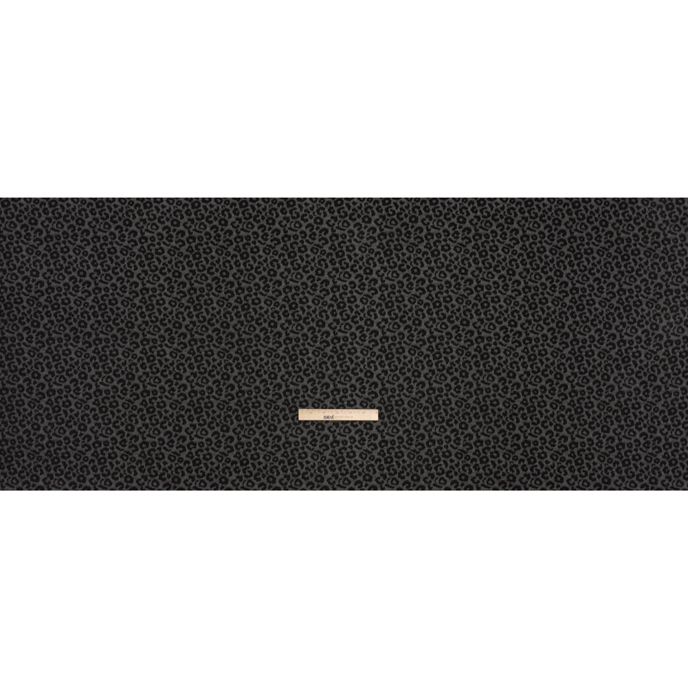 Stretch Cotton and Polyester Jacquard - Gray and Black Animal Spots - Deadstock Stretch Cotton and Polyester Jacquard - Gray and Black Animal Spots - Deadstock