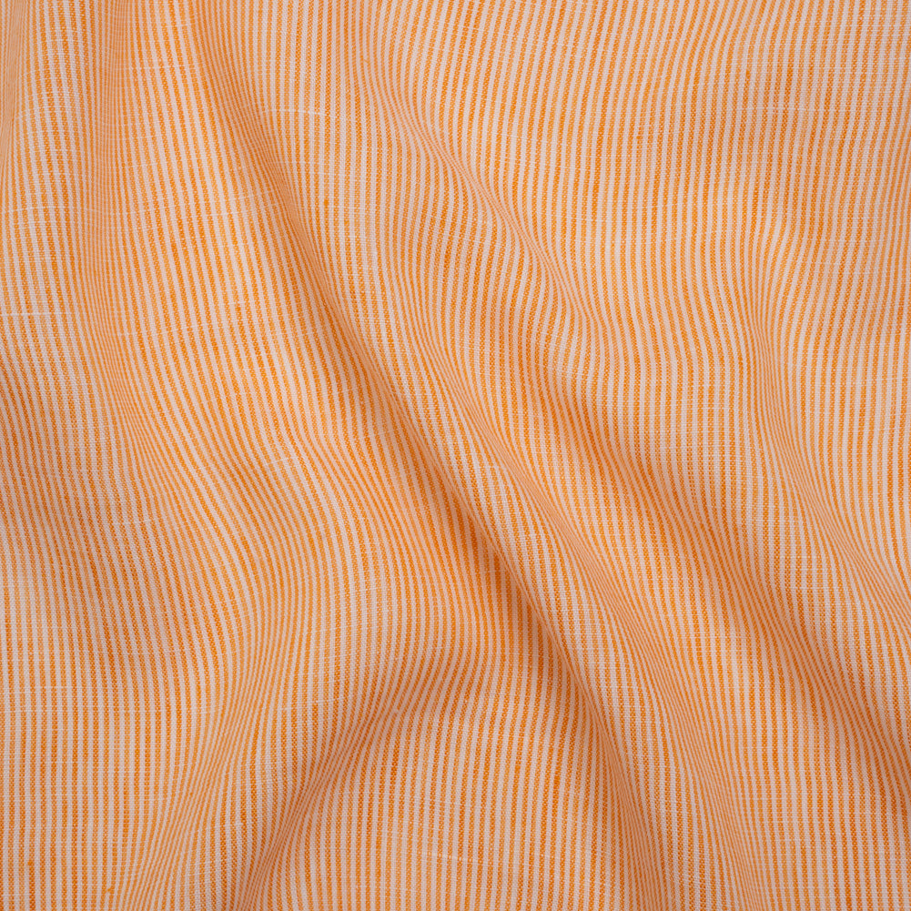 Lightweight Linen Woven - Orange and White Candy Stripes Lightweight Linen Woven - Orange and White Candy Stripes