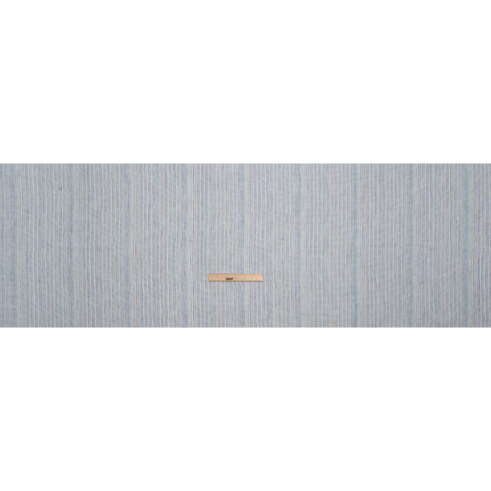 Medium Weight Linen Woven - Pastel Blue and Multicolor Stripes Full Medium Weight Linen Woven - Pastel Blue and Multicolor Stripes Full