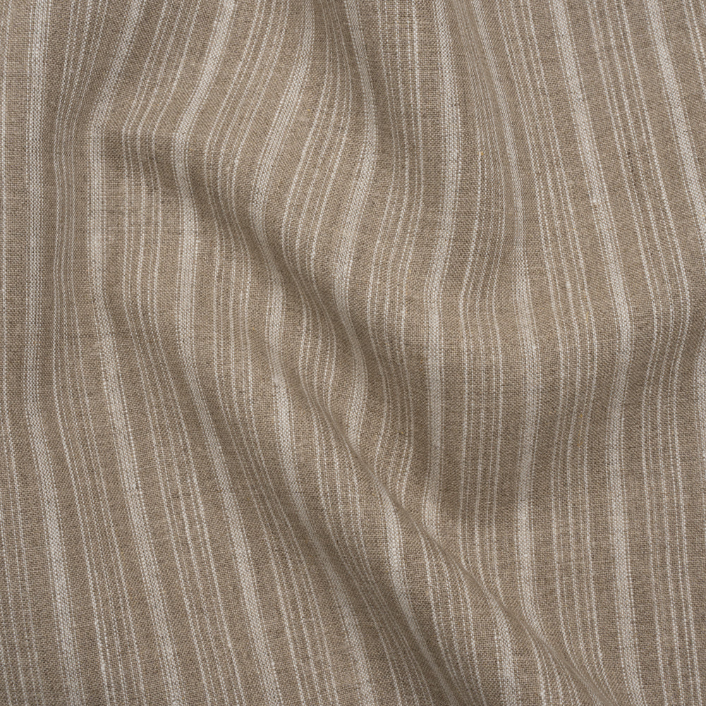 Medium Weight Linen Woven - Taupe and Cream Stripes Medium Weight Linen Woven - Taupe and Cream Stripes