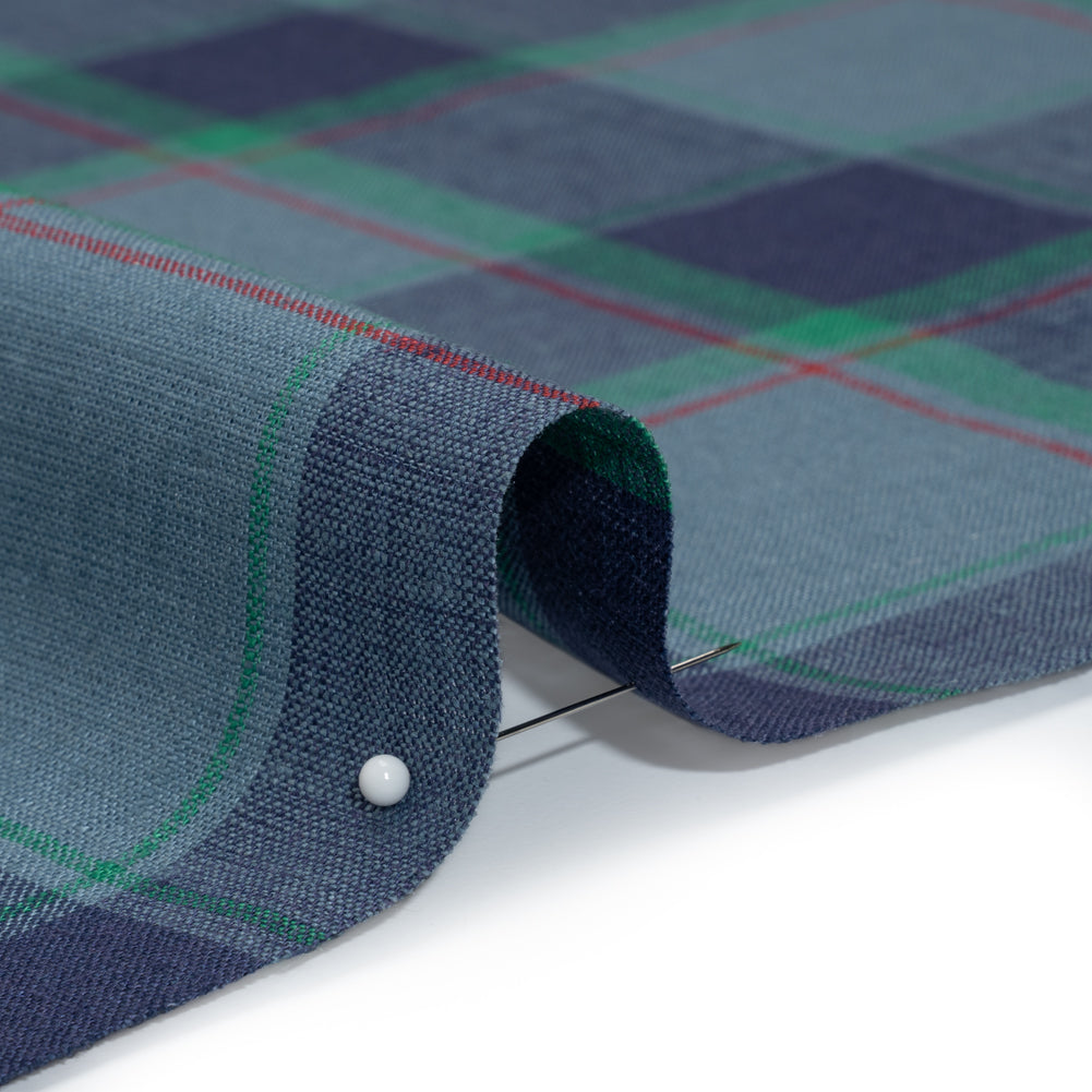 Medium Weight Linen Woven - Blue, Green and Red Plaid Detail Medium Weight Linen Woven - Blue, Green and Red Plaid Detail