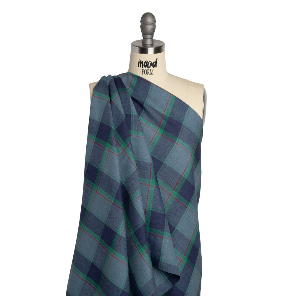Medium Weight Linen Woven - Blue, Green and Red Plaid Drape Medium Weight Linen Woven - Blue, Green and Red Plaid Drape