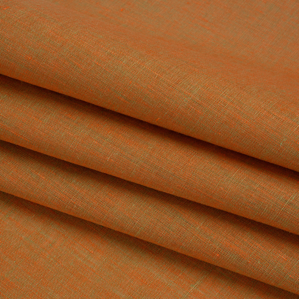 Two-Tone Medium Weight Linen Woven - Orange and Lime Green Folded Two-Tone Medium Weight Linen Woven - Orange and Lime Green Folded