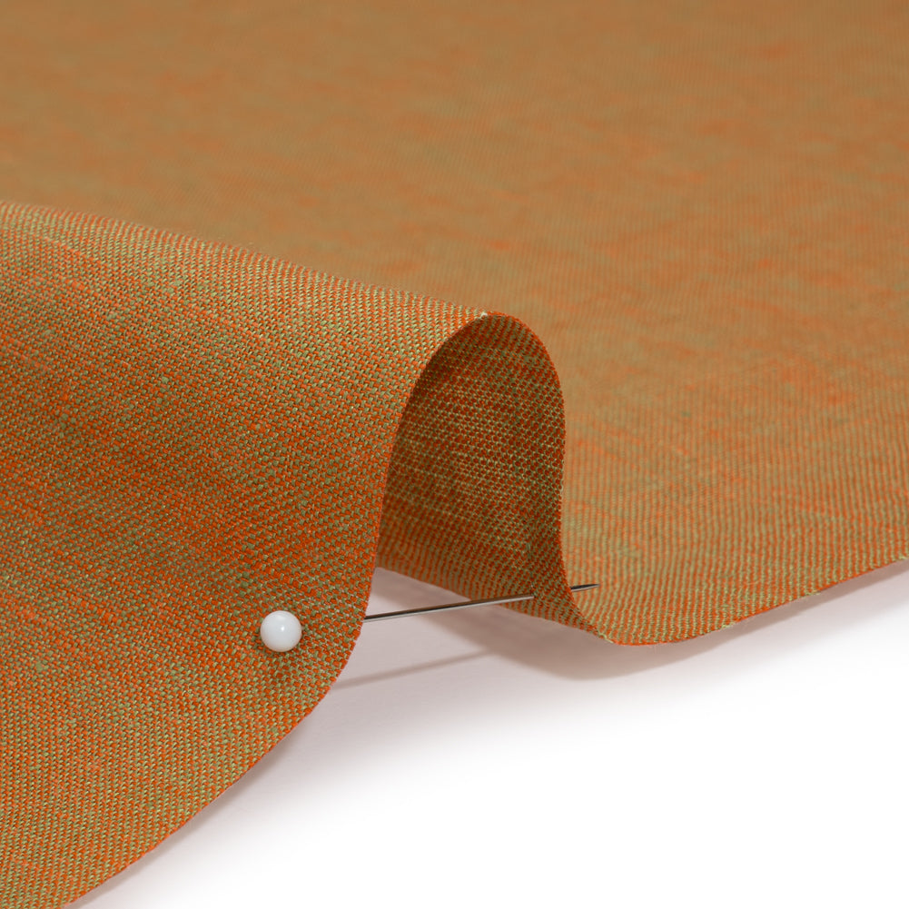 Two-Tone Medium Weight Linen Woven - Orange and Lime Green Detail Two-Tone Medium Weight Linen Woven - Orange and Lime Green Detail