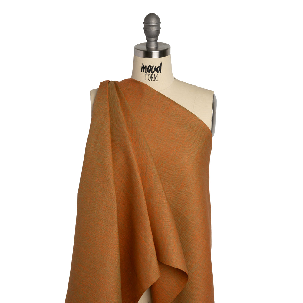Two-Tone Medium Weight Linen Woven - Orange and Lime Green Drape Two-Tone Medium Weight Linen Woven - Orange and Lime Green Drape