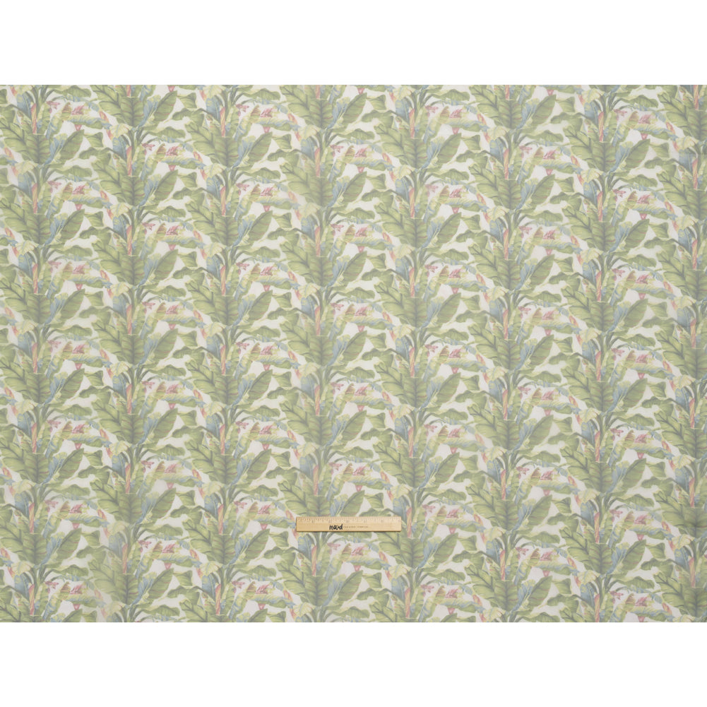 Polyester and Viscose Organza - White and Green Palm Trees Polyester and Viscose Organza - White and Green Palm Trees