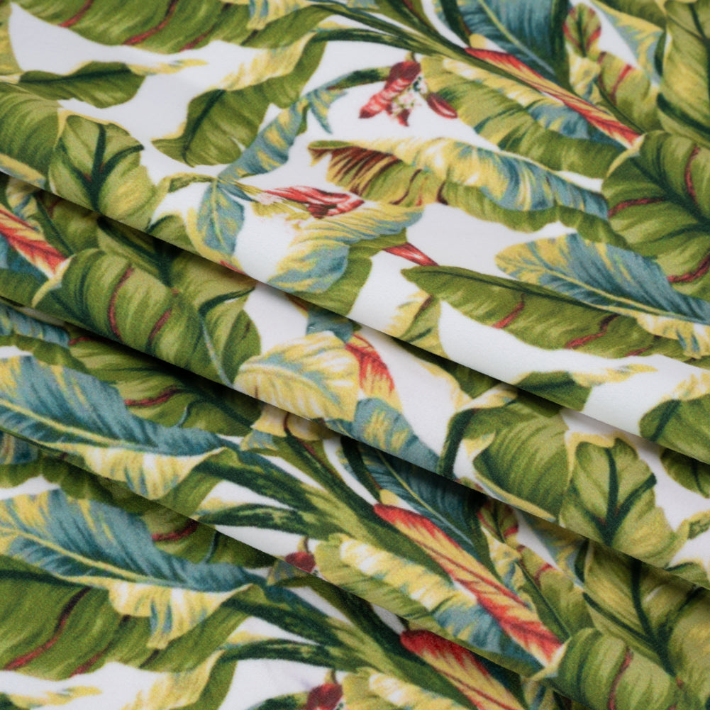 Polyester Microvelvet - White and Green Palm Trees Polyester Microvelvet - White and Green Palm Trees
