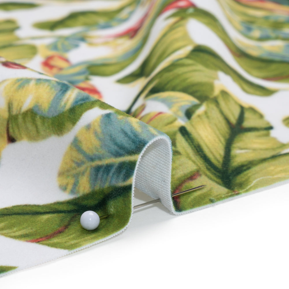 Polyester Microvelvet - White and Green Palm Trees Polyester Microvelvet - White and Green Palm Trees