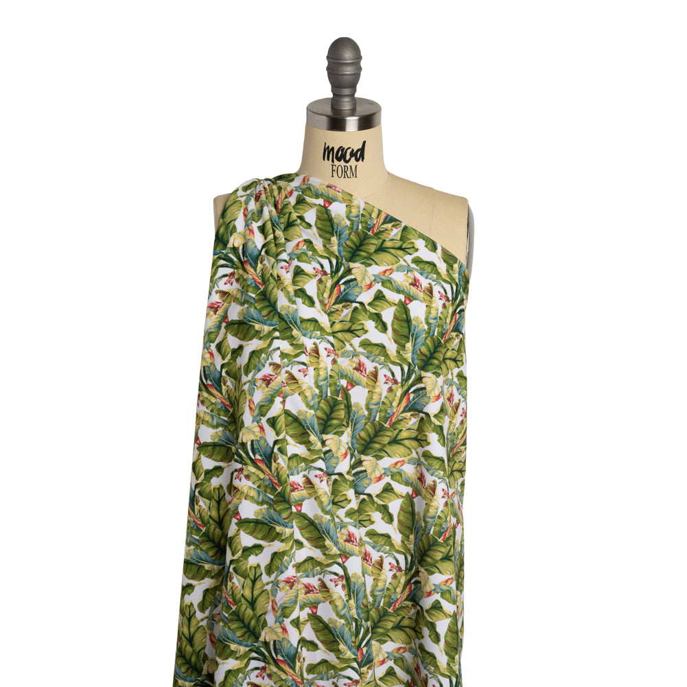 Polyester Microvelvet - White and Green Palm Trees Polyester Microvelvet - White and Green Palm Trees