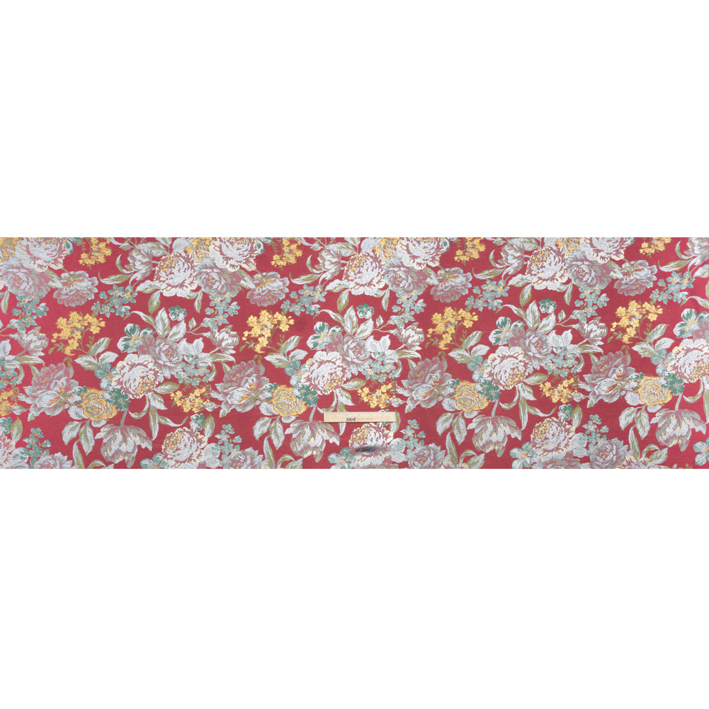 Metallic Luxury Brocade - Pink, Silver and Green Classic Flowers Metallic Luxury Brocade - Pink, Silver and Green Classic Flowers