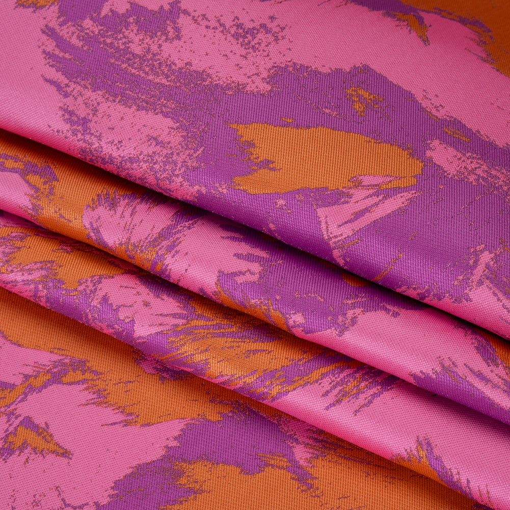 Luxury Polyester Brocade - Orange, Pink and Orchid Purple Abstract Brushstrokes Luxury Polyester Brocade - Orange, Pink and Orchid Purple Abstract Brushstrokes