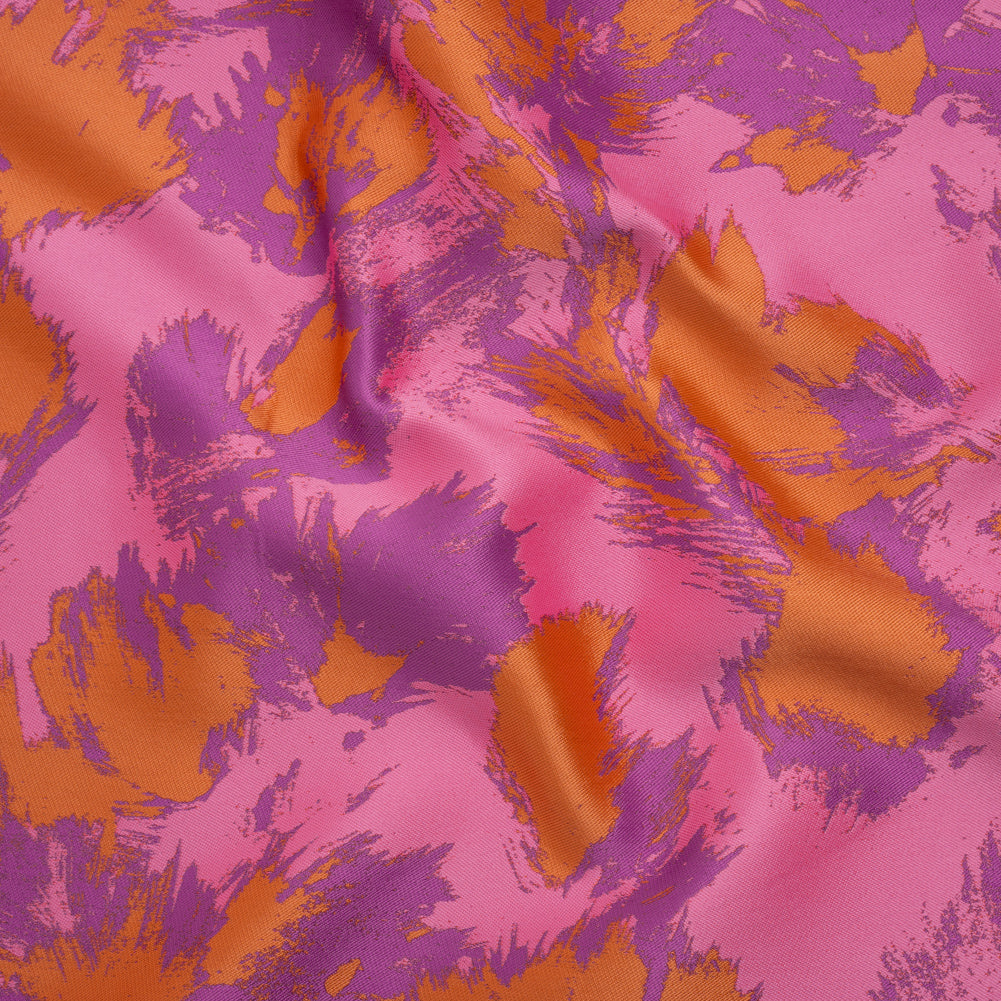 Luxury Polyester Brocade - Orange, Pink and Orchid Purple Abstract Brushstrokes Luxury Polyester Brocade - Orange, Pink and Orchid Purple Abstract Brushstrokes