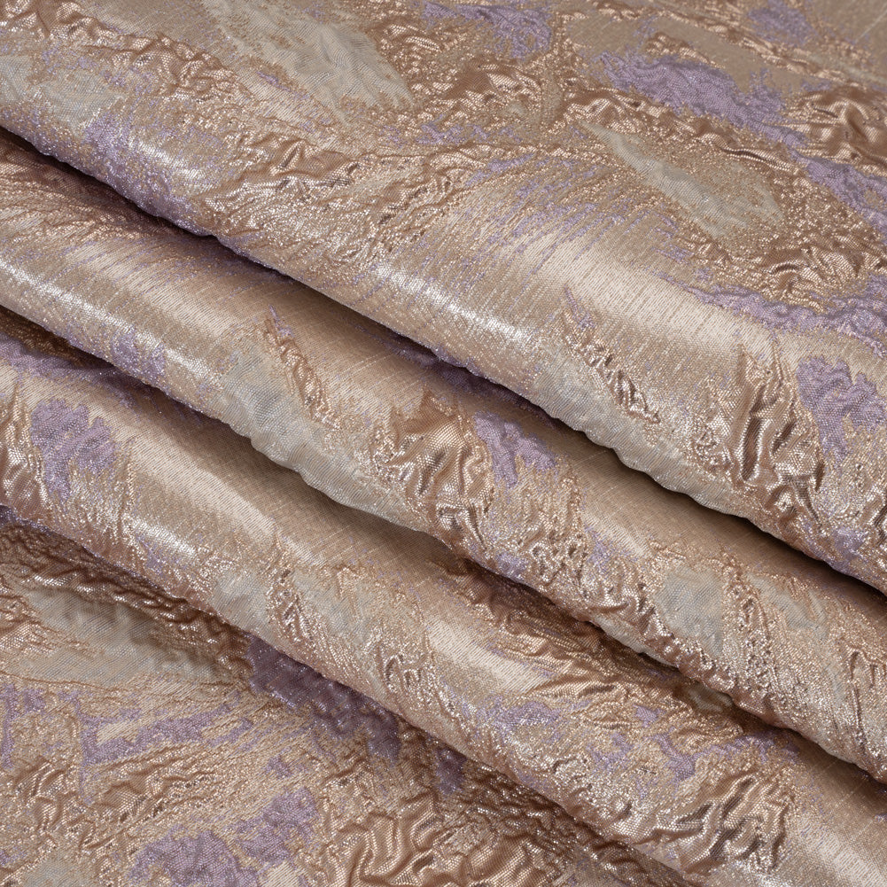 Metallic Luxury Brocade - Baby Pink, Rose Gold and Lavender Abstract Flora - Folded Metallic Luxury Brocade - Baby Pink, Rose Gold and Lavender Abstract Flora - Folded