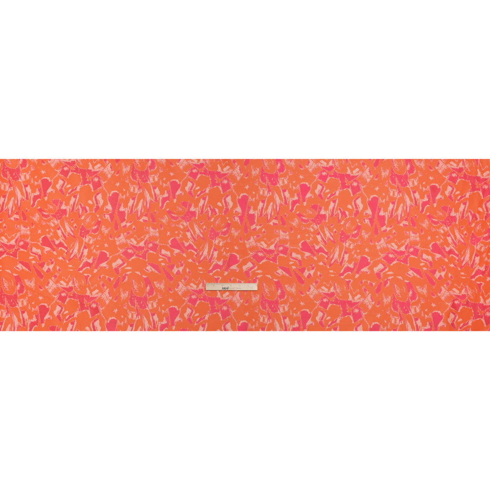 Luxury Polyester Brocade - Sparkling Orange and Pink Abstract Markmaking Luxury Polyester Brocade - Sparkling Orange and Pink Abstract Markmaking