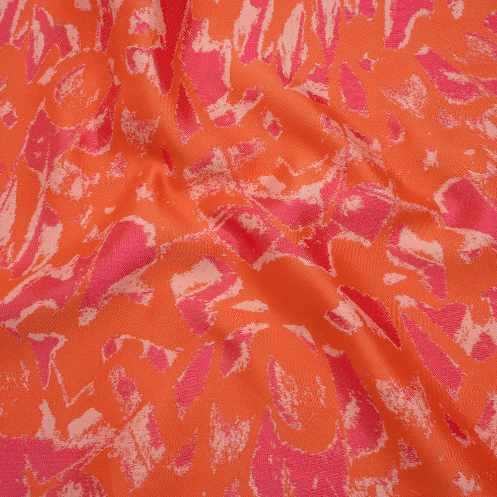 Luxury Polyester Brocade - Sparkling Orange and Pink Abstract Markmaking Luxury Polyester Brocade - Sparkling Orange and Pink Abstract Markmaking