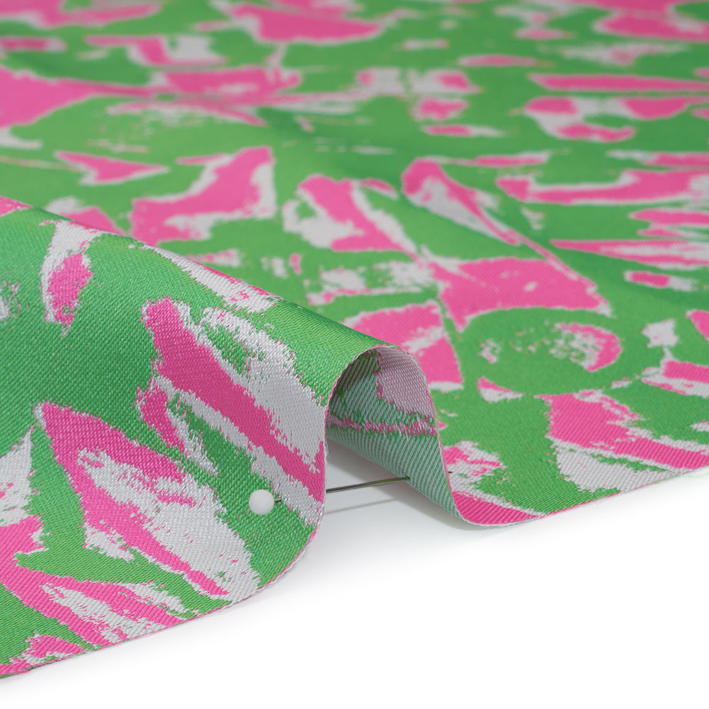 Luxury Polyester Brocade - Sparkling Hot Pink and Kelly Green Abstract Markmaking Luxury Polyester Brocade - Sparkling Hot Pink and Kelly Green Abstract Markmaking