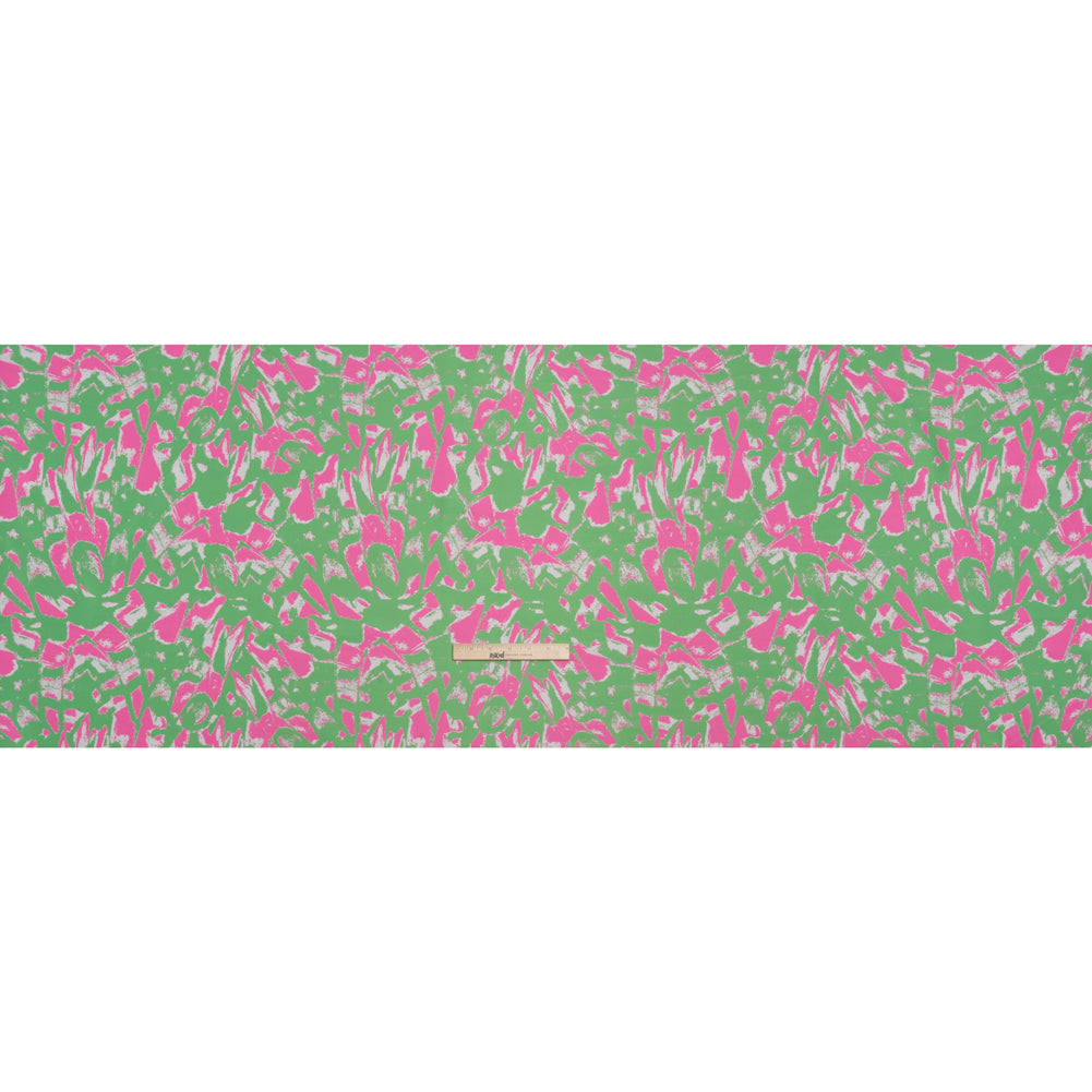Luxury Polyester Brocade - Sparkling Hot Pink and Kelly Green Abstract Markmaking Luxury Polyester Brocade - Sparkling Hot Pink and Kelly Green Abstract Markmaking