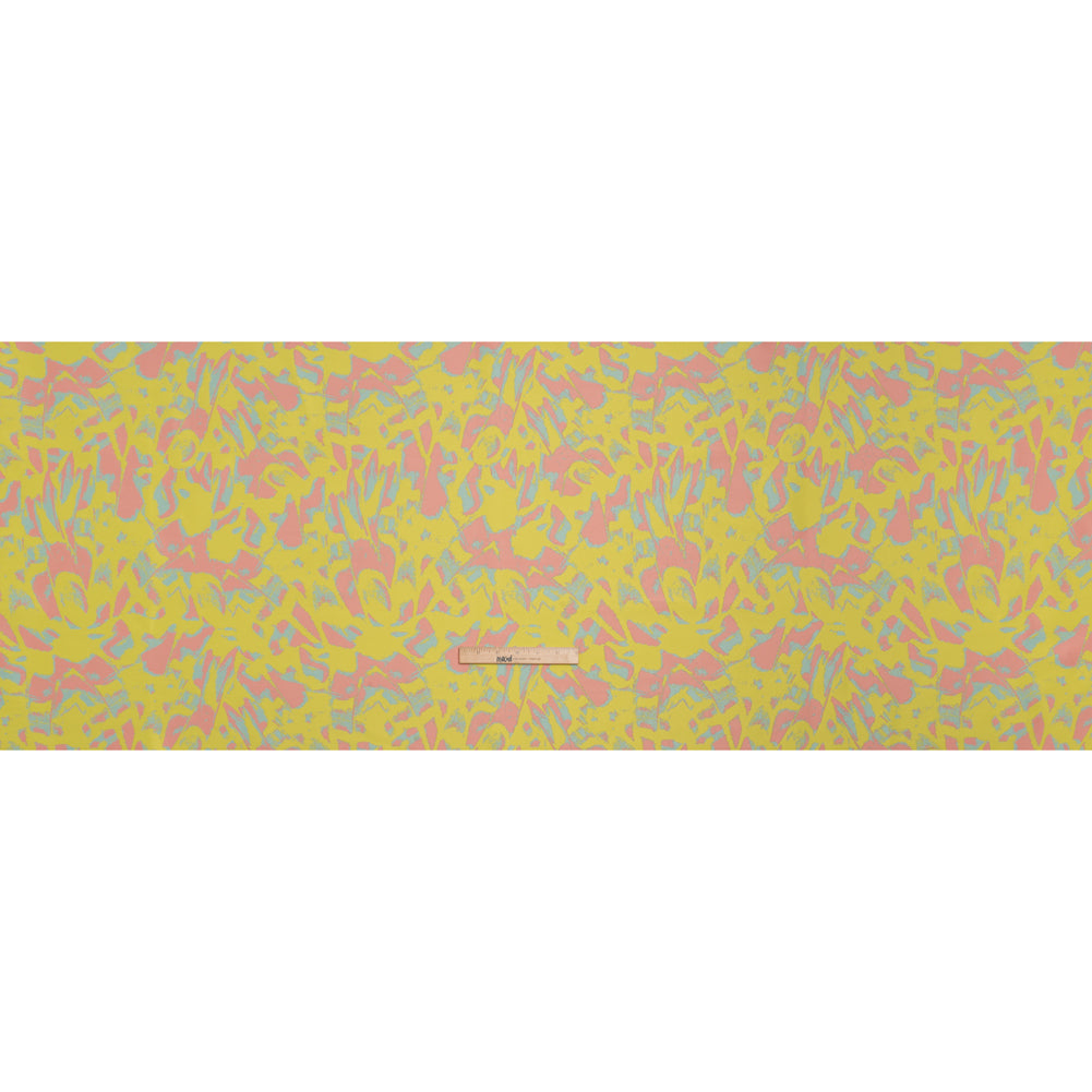 Luxury Polyester Brocade - Sparkling Lemon Yellow, Peach and Aqua Abstract Markmaking Luxury Polyester Brocade - Sparkling Lemon Yellow, Peach and Aqua Abstract Markmaking