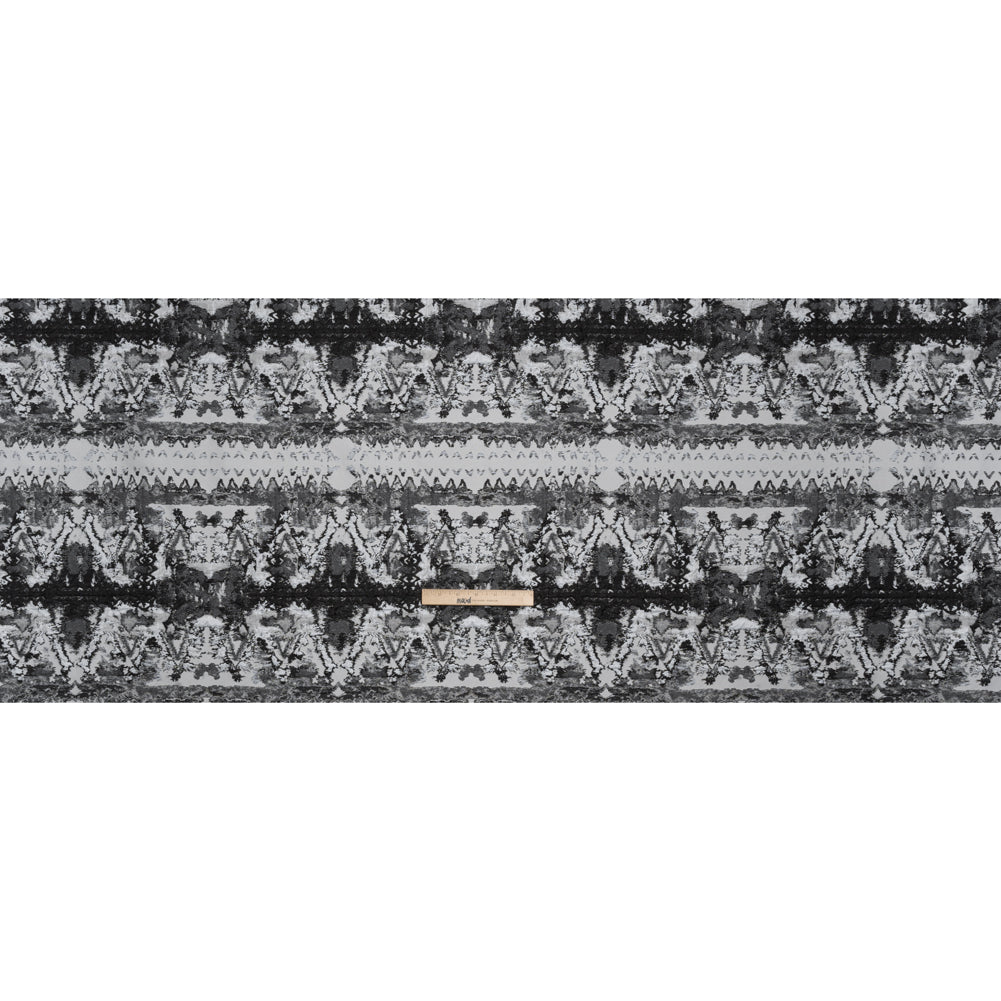 Metallic Luxury Brocade - Black, White and Gray Rorschach Stripes Metallic Luxury Brocade - Black, White and Gray Rorschach Stripes