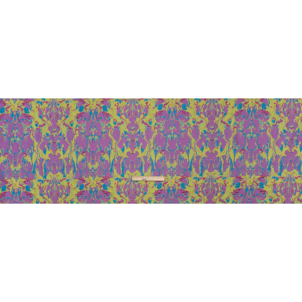 Metallic Luxury Brocade - Acid Yellow, Purple and Fuchsia Melting Abstract - Full Metallic Luxury Brocade - Acid Yellow, Purple and Fuchsia Melting Abstract - Full