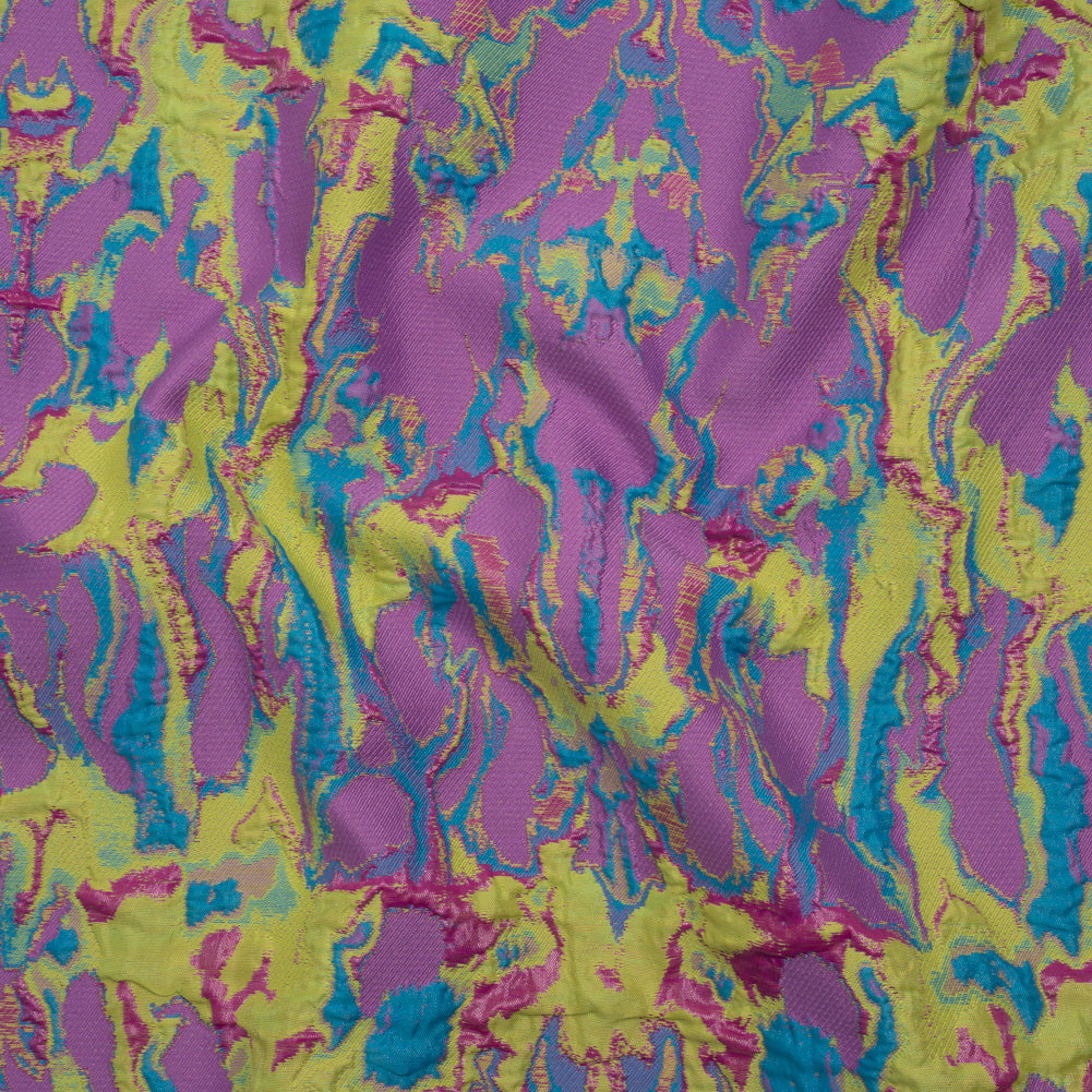 Metallic Luxury Brocade - Acid Yellow, Purple and Fuchsia Melting Abstract Metallic Luxury Brocade - Acid Yellow, Purple and Fuchsia Melting Abstract