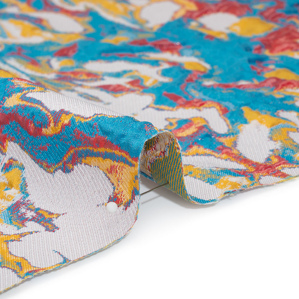 Metallic Luxury Brocade - Blue, Red and Golden Yellow Melting Abstract Metallic Luxury Brocade - Blue, Red and Golden Yellow Melting Abstract