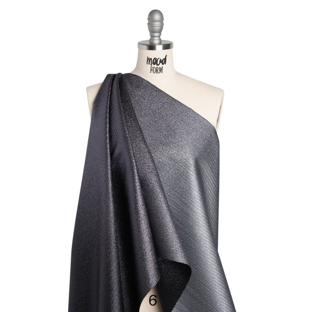 Metallic Luxury Brocade - Gray and Navy Crackled Ombre - Drape Metallic Luxury Brocade - Gray and Navy Crackled Ombre - Drape