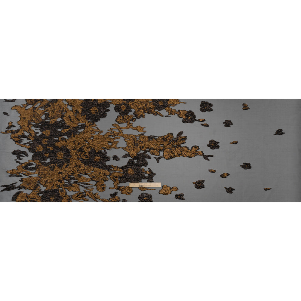 Metallic Luxury Burnout Brocade - Copper and Black Floral Border Metallic Luxury Burnout Brocade - Copper and Black Floral Border