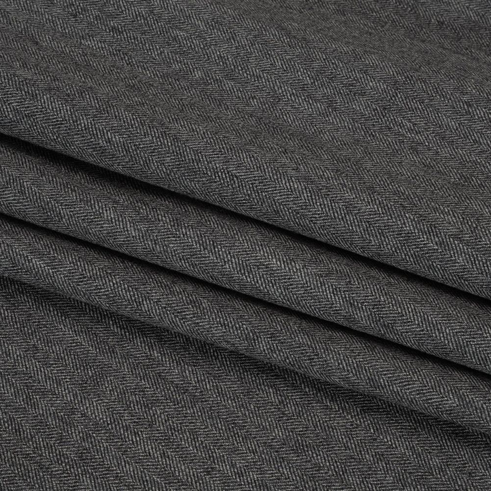 Wool Twill Suiting - Heathered Gray Herringbone - Deadstock Wool Twill Suiting - Heathered Gray Herringbone - Deadstock