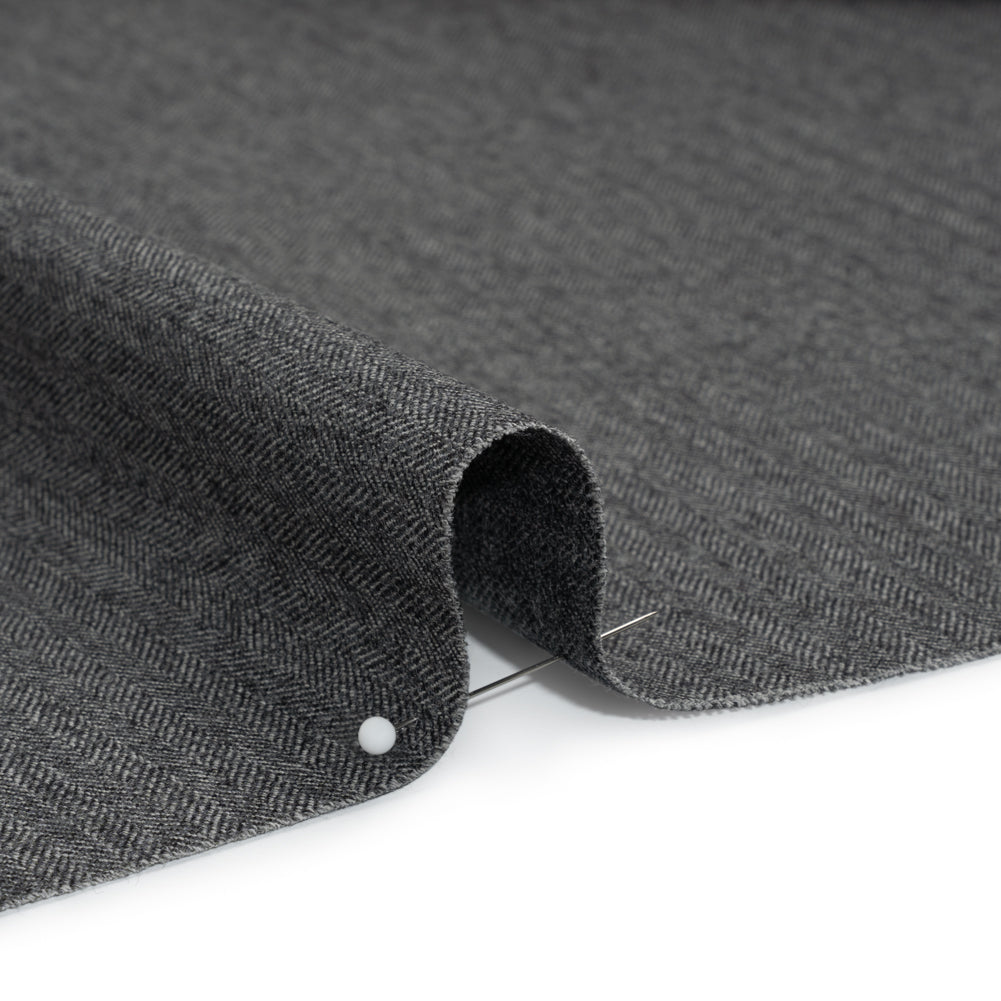 Wool Twill Suiting - Heathered Gray Herringbone - Deadstock Wool Twill Suiting - Heathered Gray Herringbone - Deadstock