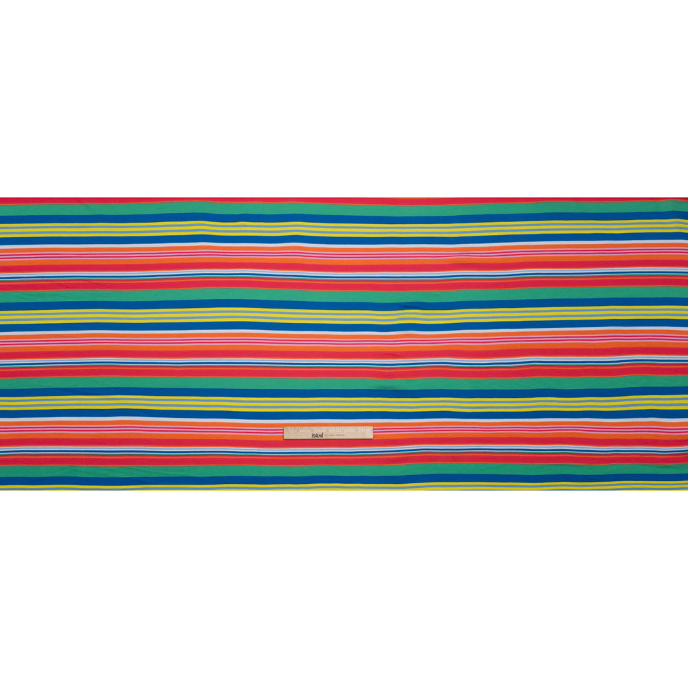 Cotton and Viscose Jersey Print - Hot Pink, Orange and Blue Railroaded Barcode Stripes - Deadstock Cotton and Viscose Jersey Print - Hot Pink, Orange and Blue Railroaded Barcode Stripes - Deadstock