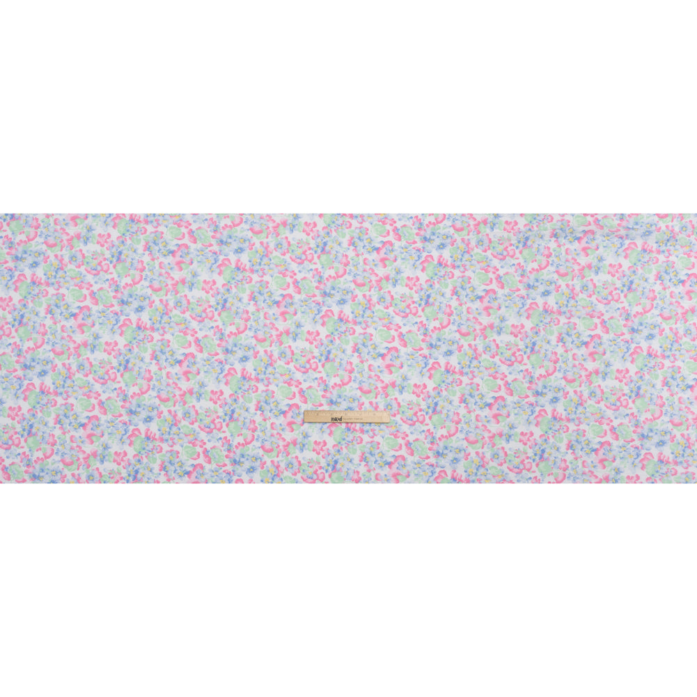 Cotton and Viscose Jersey Print - Pastel Blue, Pink and Mint Green Floral - Deadstock Cotton and Viscose Jersey Print - Pastel Blue, Pink and Mint Green Floral - Deadstock