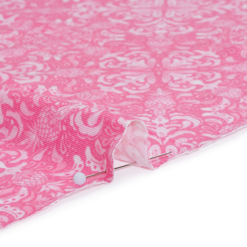 0.5 Yard of Stretch Rayon Jersey - Pink Pineapple Mandalas - Deadstock 0.5 Yard of Stretch Rayon Jersey - Pink Pineapple Mandalas - Deadstock