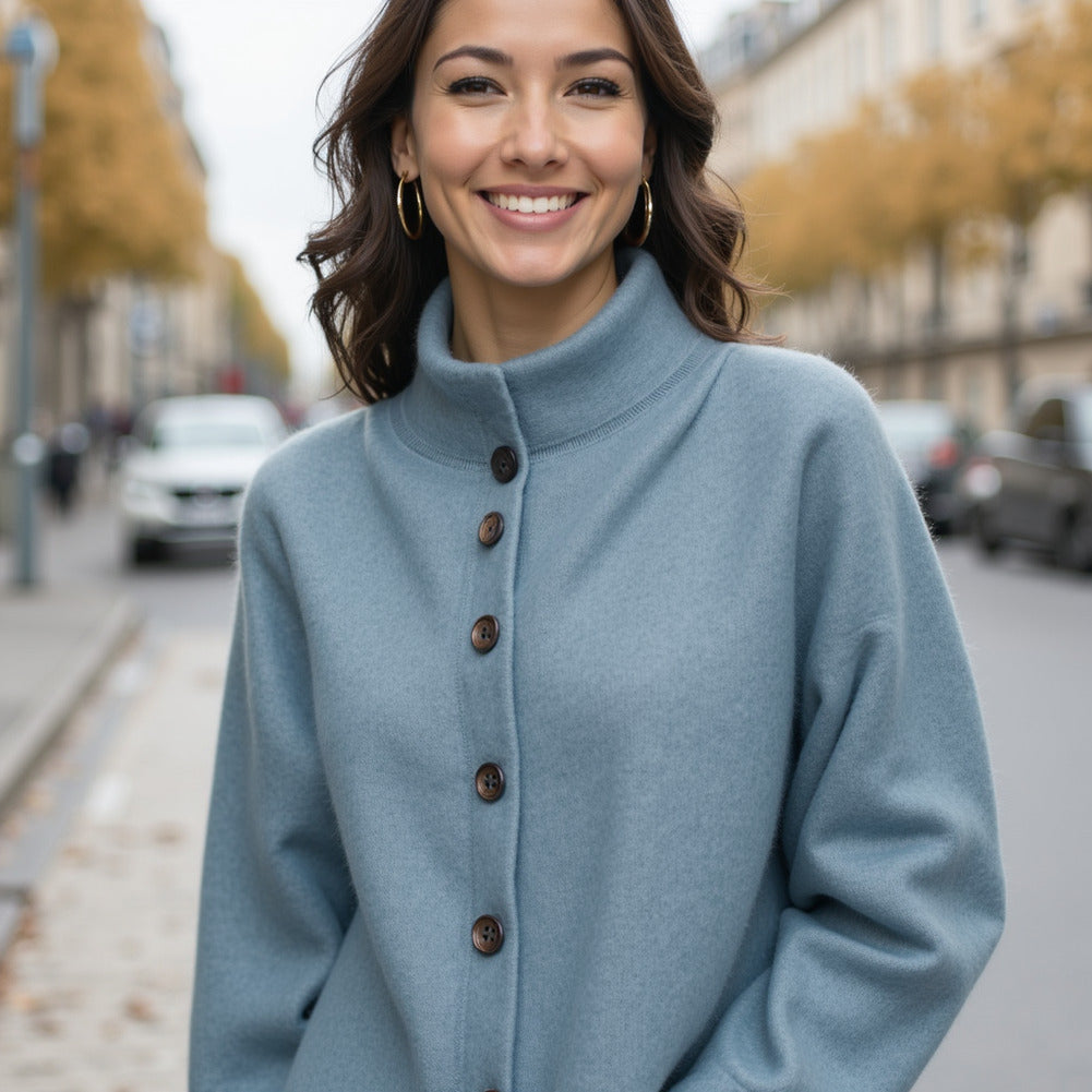 Brushed Lightweight Wool Blend Coating - Light Blue - Ellamar Collection - Editorial Brushed Lightweight Wool Blend Coating - Light Blue - Ellamar Collection - Editorial