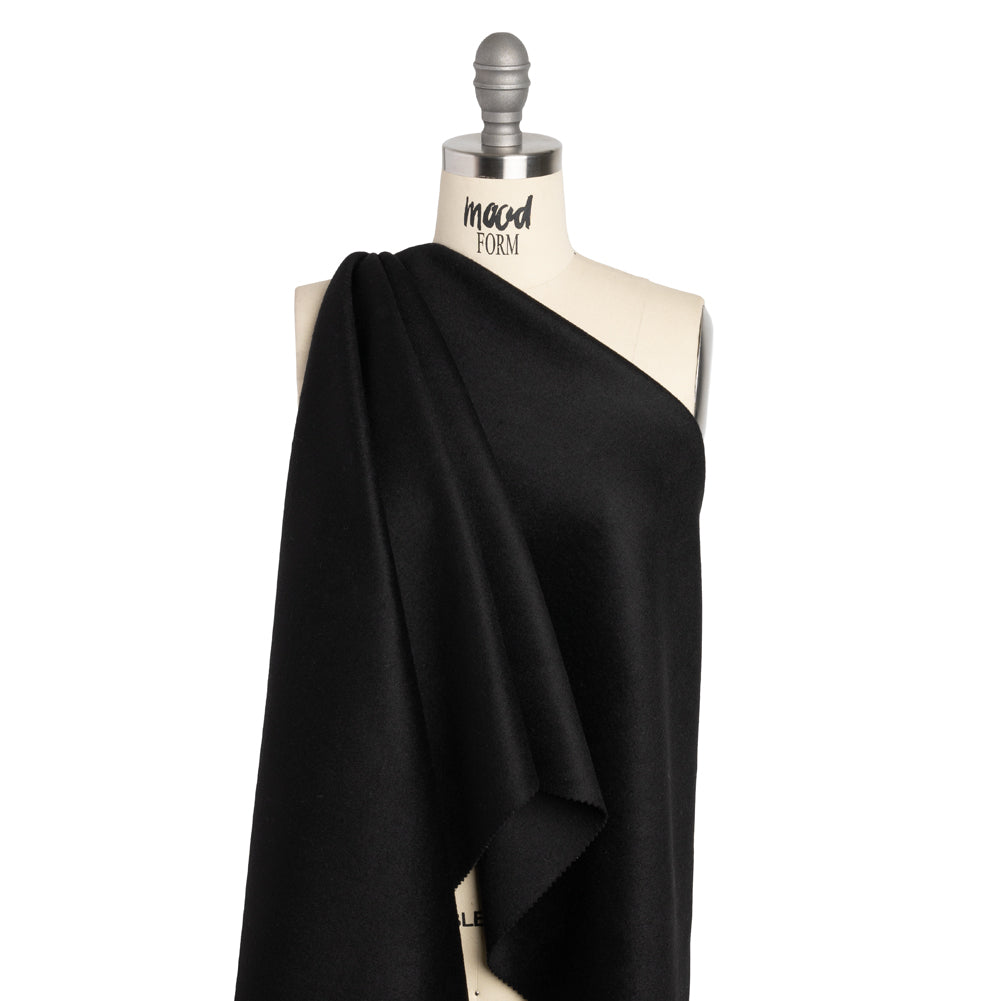 Brushed Cashmere and Wool Coating Double Face - Black Brushed Cashmere and Wool Coating Double Face - Black