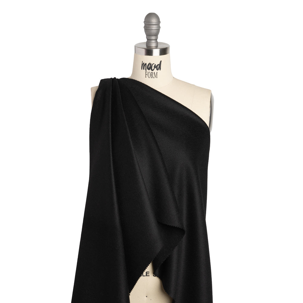 Heavy Brushed Wool Blend Twill Coating - Black Heavy Brushed Wool Blend Twill Coating - Black