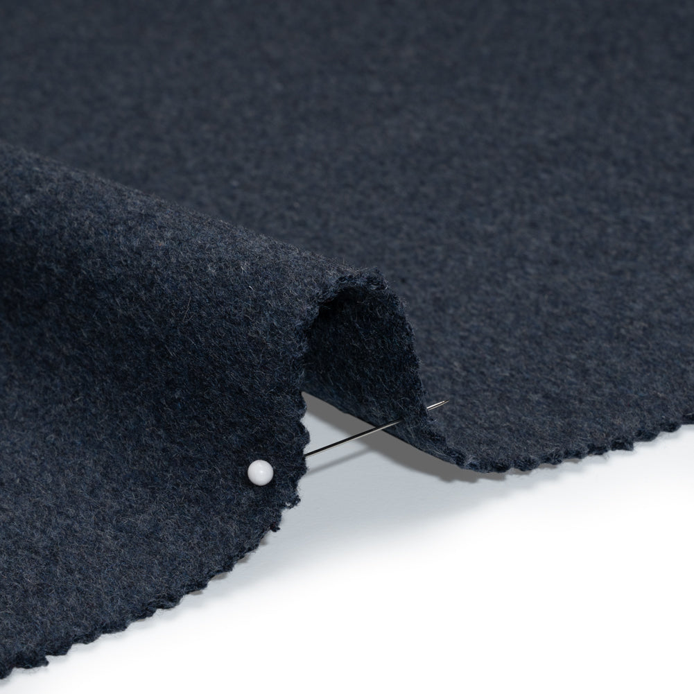 Heavy Brushed Wool Blend Twill Coating - Melange Blue Heavy Brushed Wool Blend Twill Coating - Melange Blue