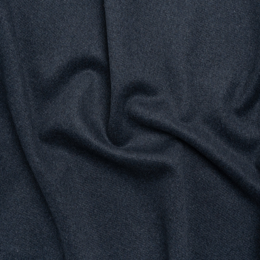 Heavy Brushed Wool Blend Twill Coating - Melange Blue Heavy Brushed Wool Blend Twill Coating - Melange Blue