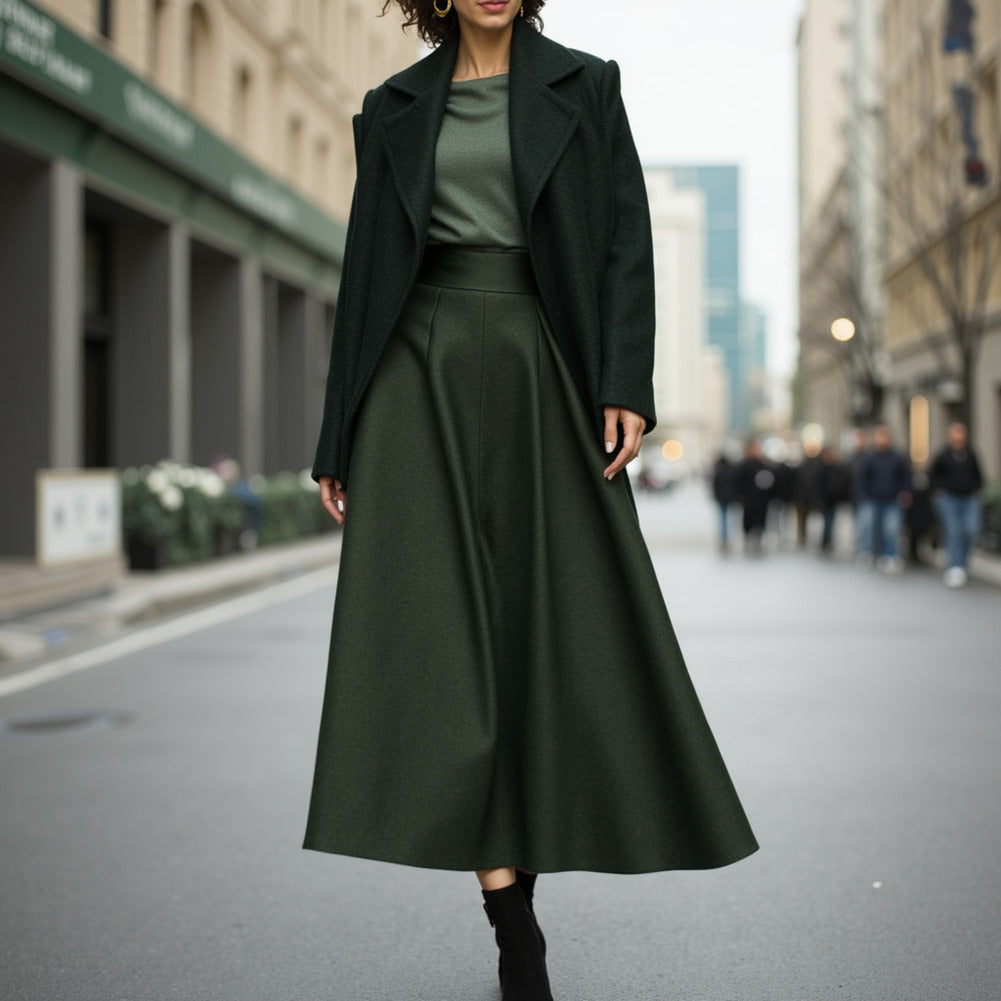 Brushed Wool Blend Coating - Kombu Green - Emery Collection Brushed Wool Blend Coating - Kombu Green - Emery Collection