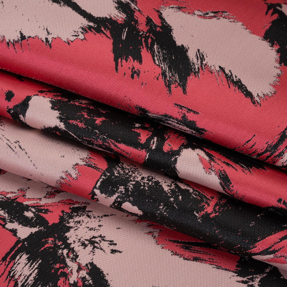 Luxury Polyester Brocade - Pale Pink, Coral and Black Abstract Brushstrokes Luxury Polyester Brocade - Pale Pink, Coral and Black Abstract Brushstrokes