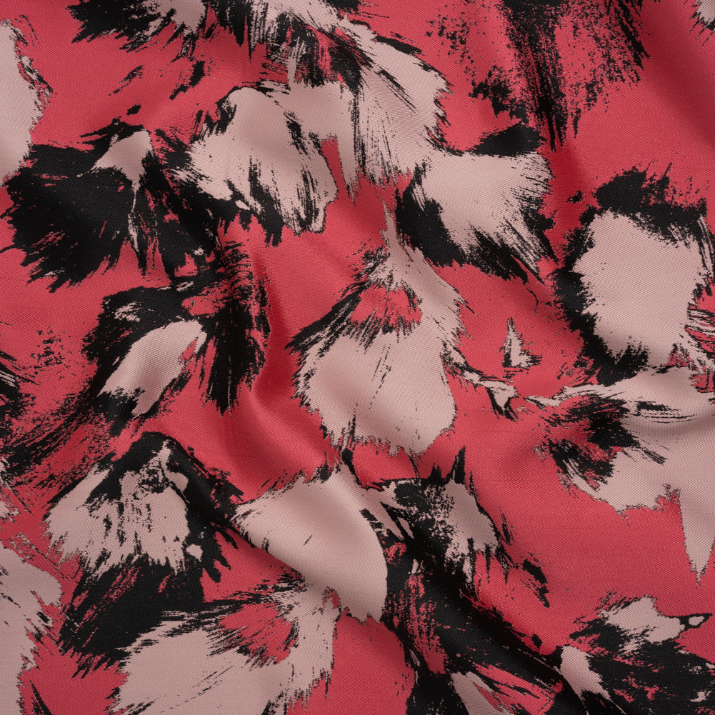 Luxury Polyester Brocade - Pale Pink, Coral and Black Abstract Brushstrokes Luxury Polyester Brocade - Pale Pink, Coral and Black Abstract Brushstrokes