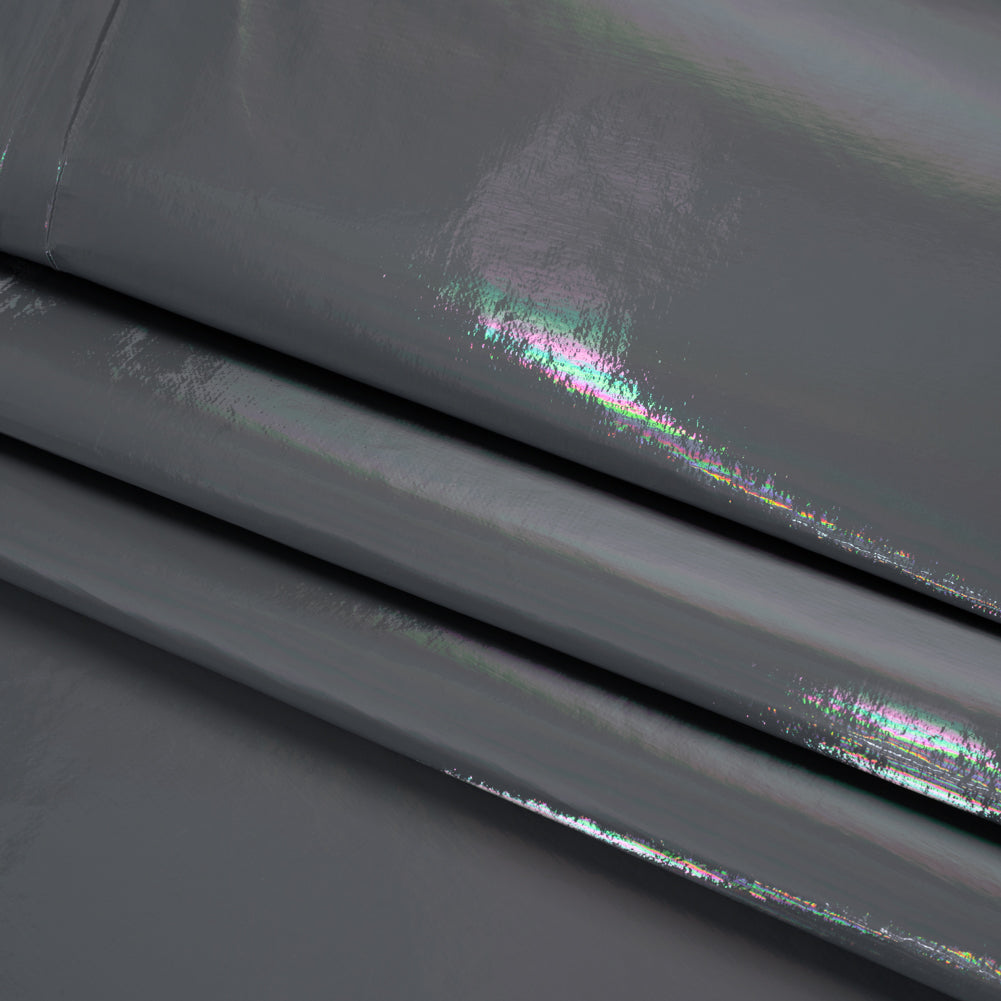 PU Coated Tyvek - Holographic Rainbow Glossy Gray PU Coated Tyvek - Holographic Rainbow Glossy Gray