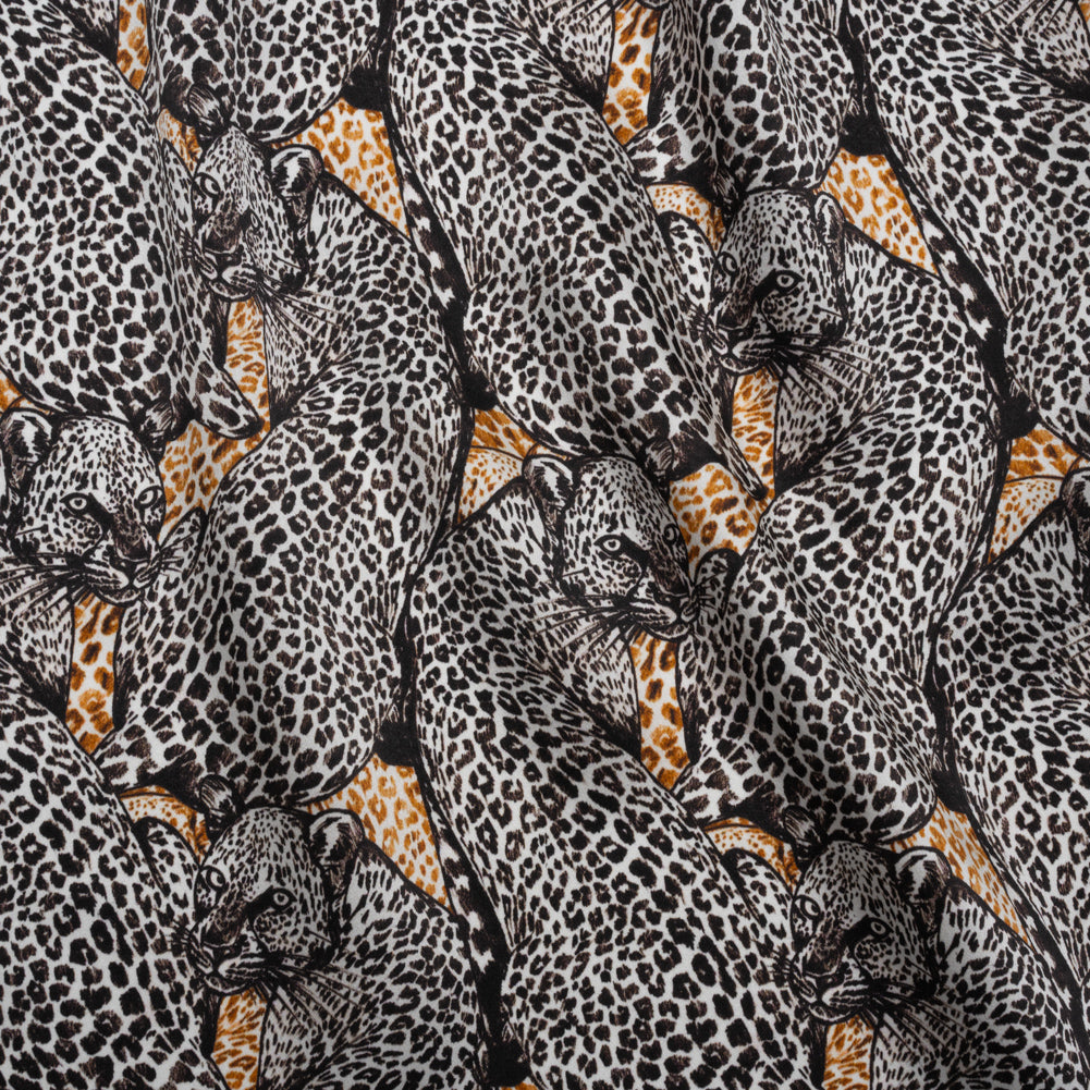 Silk Charmeuse 19mm - White, Black and Beige Snow Leopards Silk Charmeuse 19mm - White, Black and Beige Snow Leopards