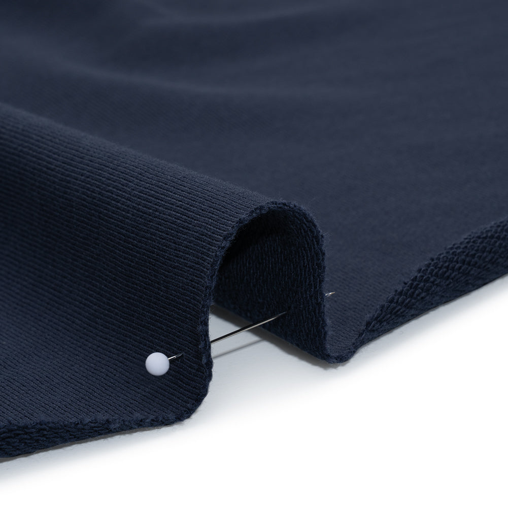 Cotton and Recycled Polyester French Terry - Navy Blue - Deadstock Cotton and Recycled Polyester French Terry - Navy Blue - Deadstock