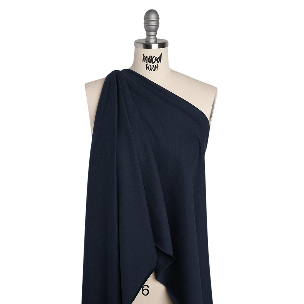 Cotton and Recycled Polyester French Terry - Navy Blue - Deadstock Cotton and Recycled Polyester French Terry - Navy Blue - Deadstock